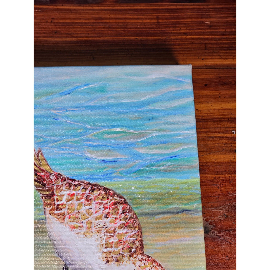 Original Coastal Sandpiper Acrylic Painting on Canvas Signed OOAK Wall Art