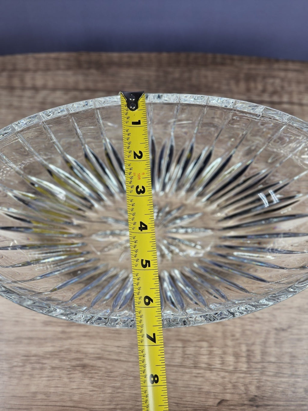 Vintage Cut Crystal Starburst Design Oval Candy Bowl