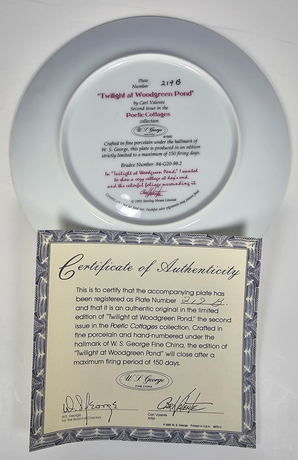 Twilight at Woodgreen Pond Carl Valente Decorative Plate Poetic Cottages