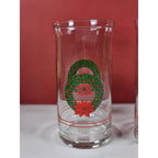 Vintage Libbey Christmas Glasses Set of 2 Holly Poinsettia Holiday Drinkware
