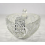 Cut Glass Candy Dish Starburst Pattern Handled Vintage