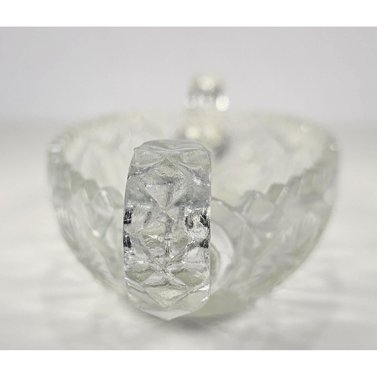 Cut Glass Candy Dish Starburst Pattern Handled Vintage