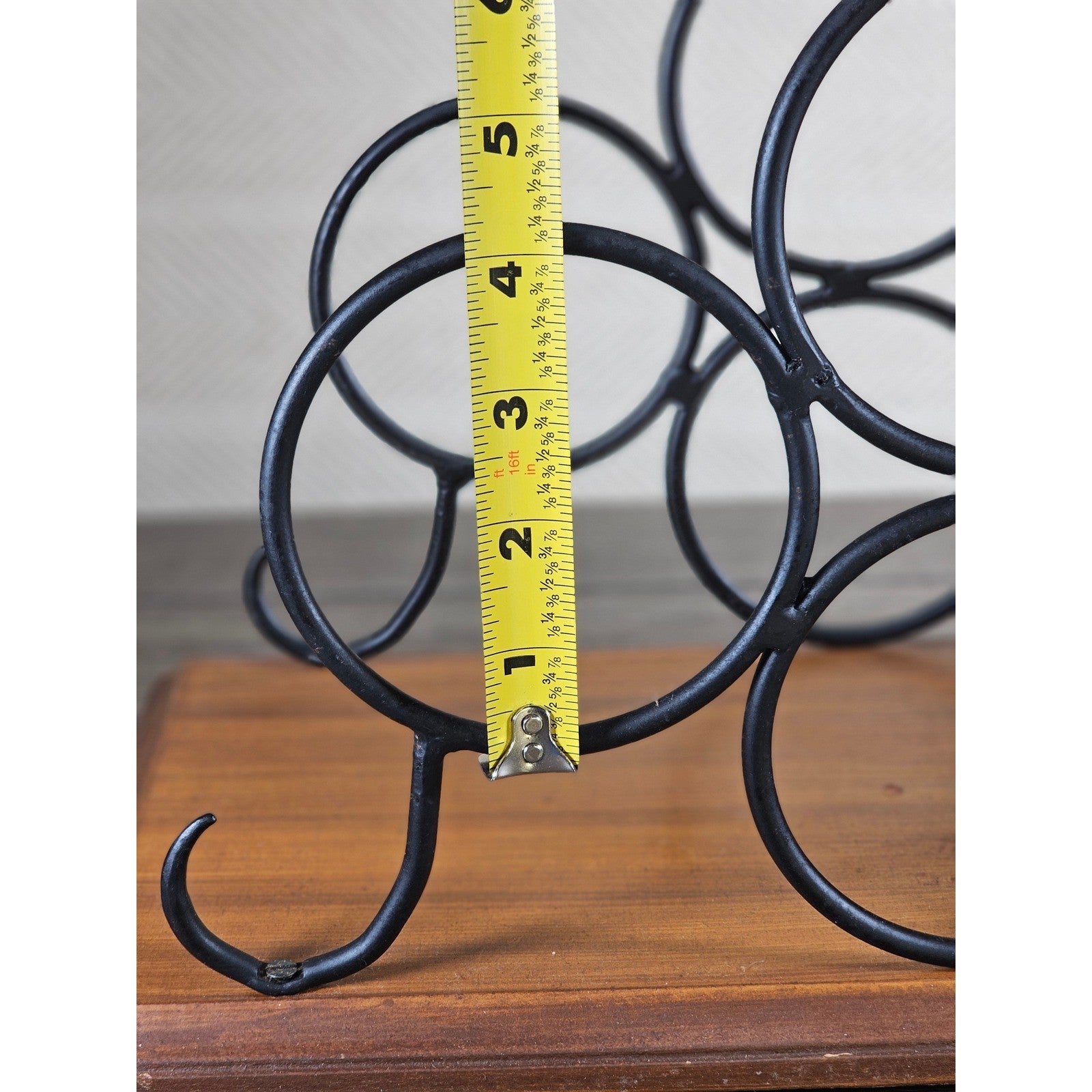 Vintage Countertop Wine Bottle Rack | Wood & Black Metal | Holds 3 Bottles