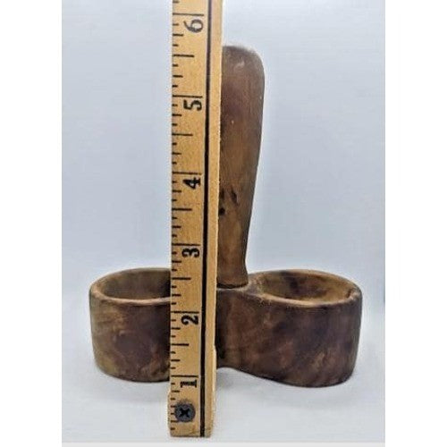 Vintage Wooden Salt & Pepper Holder Rustic Farmhouse Kitchen Stand