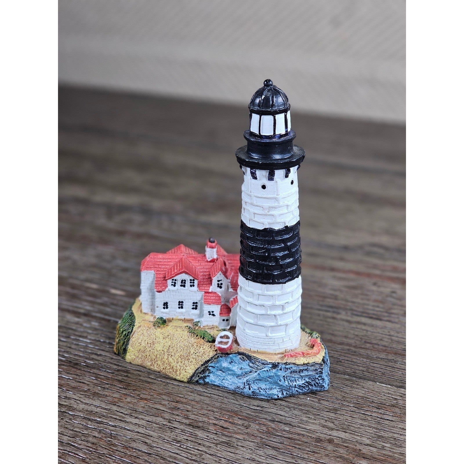 Miniature Lighthouse & Keeper's House Figurine Coastal Nautical Decor