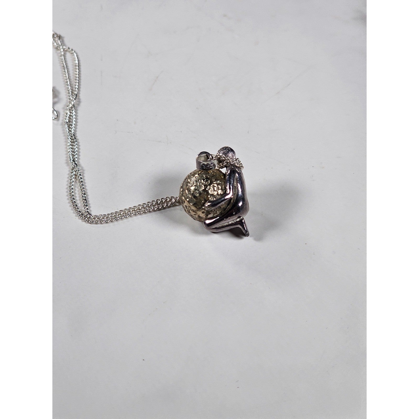 Vintage Harmony Ball Necklace Jingle Pendant Silver Tone