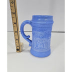 Westmoreland Blue Glass Stein Medieval Knight Relief Mug