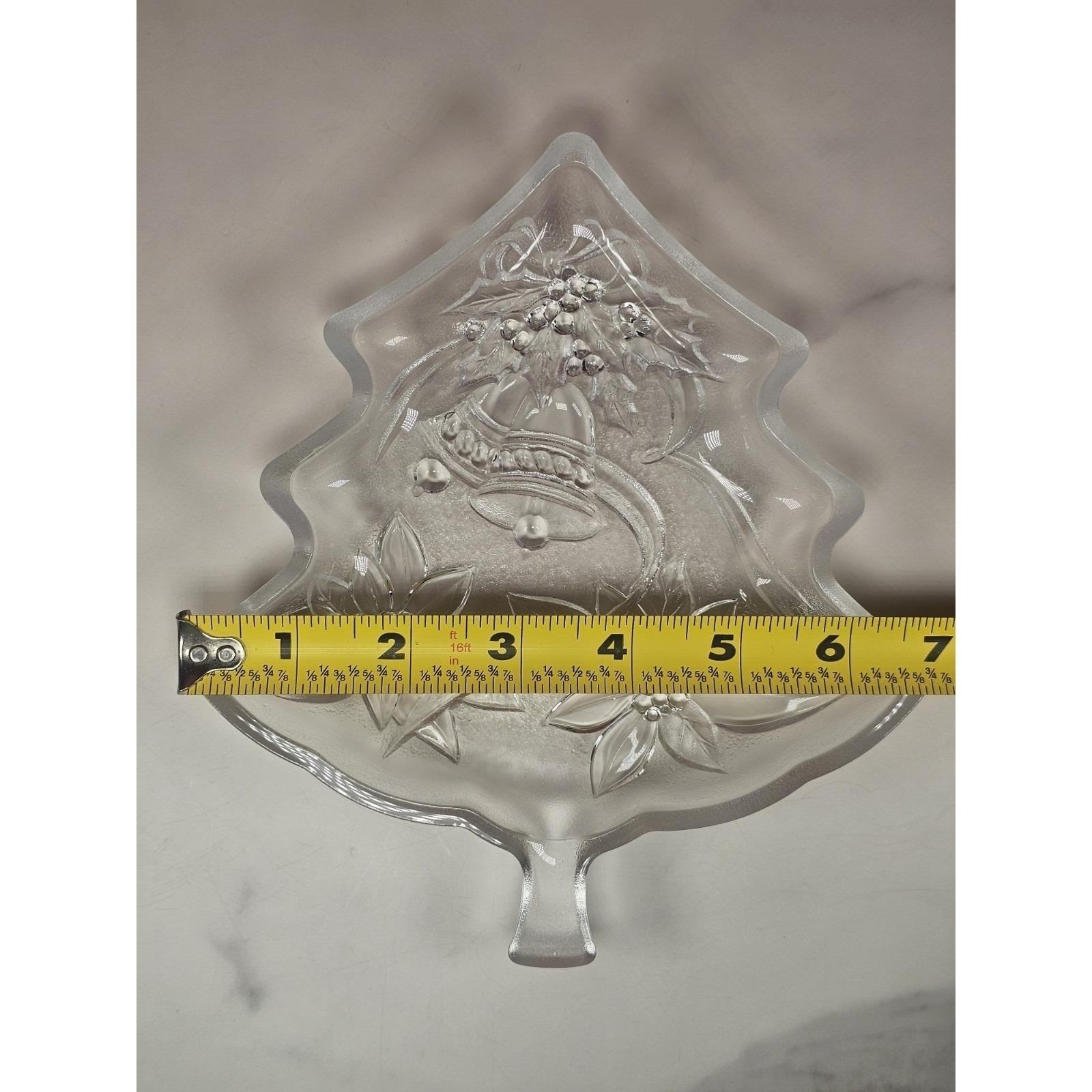 Vintage Soga Japan Frosted Glass Christmas Tree Serving Plate 8x6.5