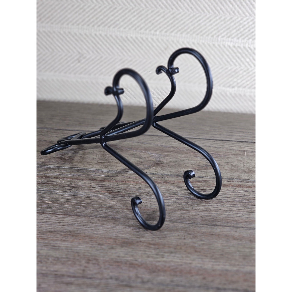 Vintage Iron Plate Stand | Black Metal Display Easel | Rustic Plate Holder