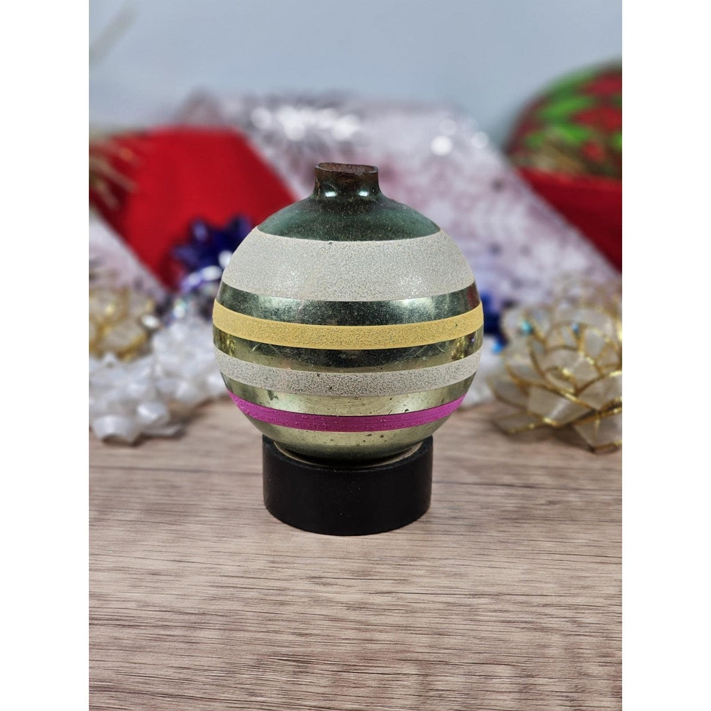 Vintage Hand Blown Glass Christmas Ornaments Stripes Stars Set of 3