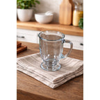 Vintage Clear Glass Pedestal Mug with Handle | Footed Coffee Cup