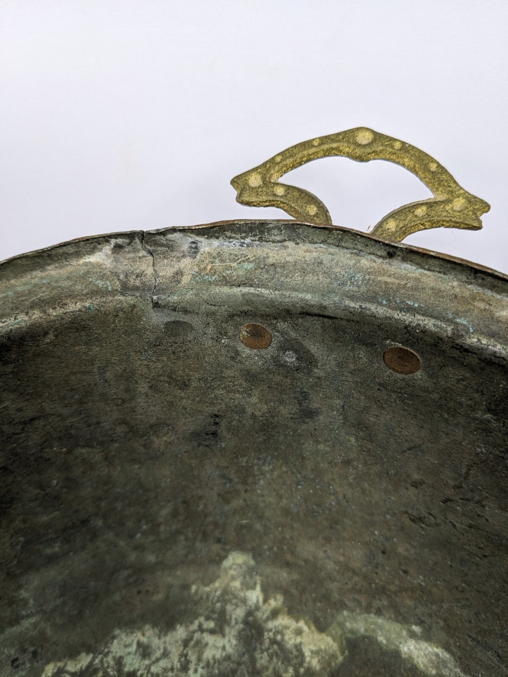 Vintage Copper Plated Pot With Cast Brass Handles