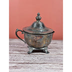 Vintage Silver Plated Creamer with Lid Footed Antique Tableware