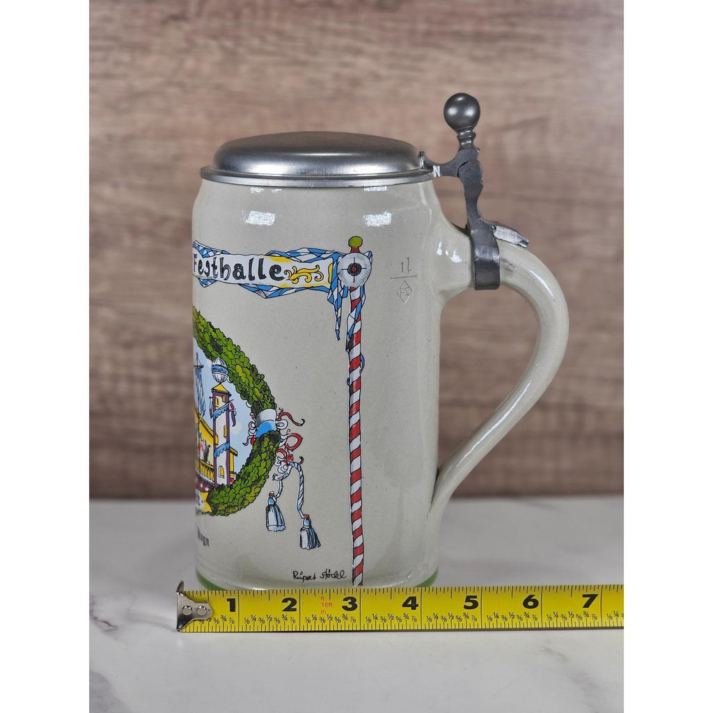 German Beer Stein Lowenbrau Oktoberfest Rastal Pewter Lid