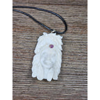 Vintage Buffalo Bone Carved Pendant Necklace Native Style 2.5 Inch