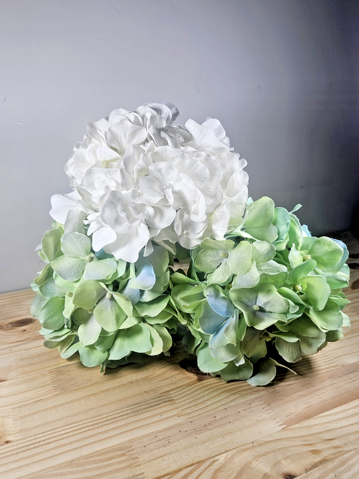 Artificial Hydrangea Flowers 3-Piece Set | Faux Hydrangea Bouquet | Rustic & Coa