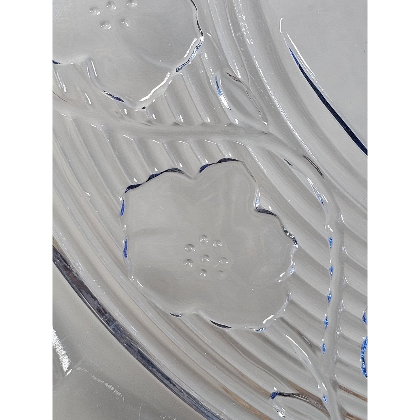 Vintage Anchor Hocking Blue Chip and Dip Plate Glass Serving Tray