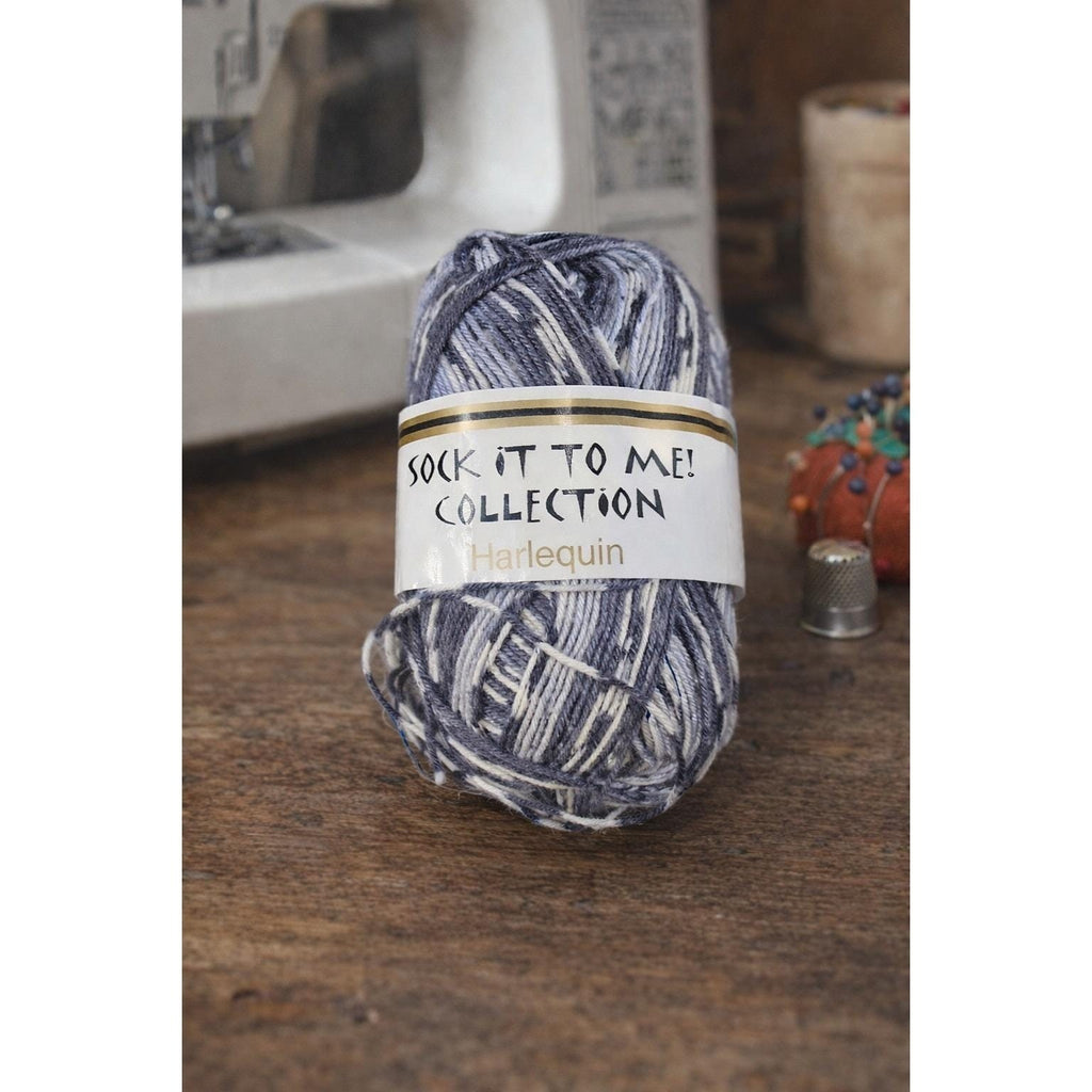 Sock It To Me Harlequin Gray Sock Yarn Wool Nylon Italy 230 Yards