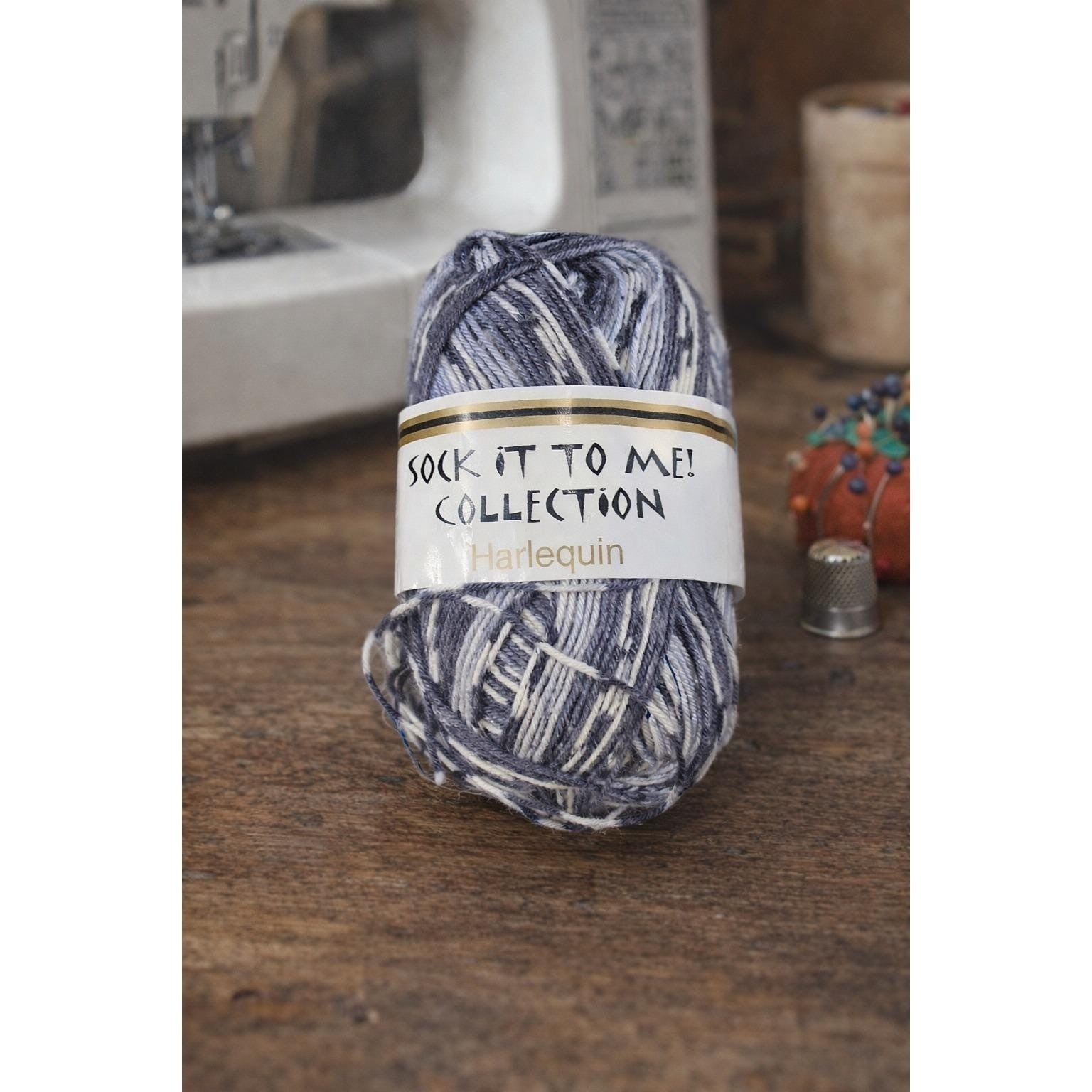 Sock It To Me Harlequin Gray Sock Yarn Wool Nylon Italy 230 Yards