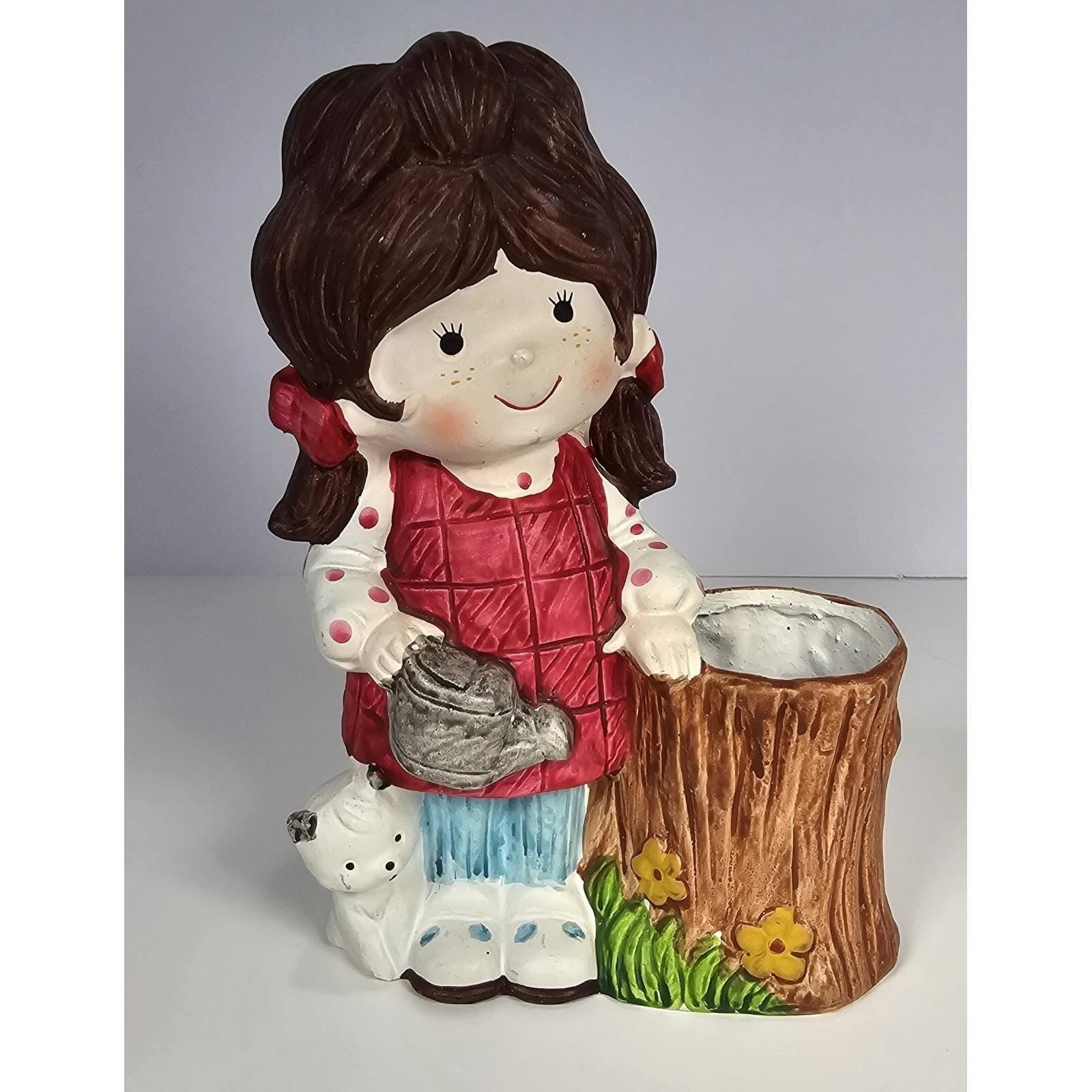 Gentle Treasures Girl Cat Figurine Ceramic Vintage 7x5