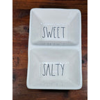 Rae Dunn SWEET SALTY Divided Serving Dish White Farmhouse Tray
