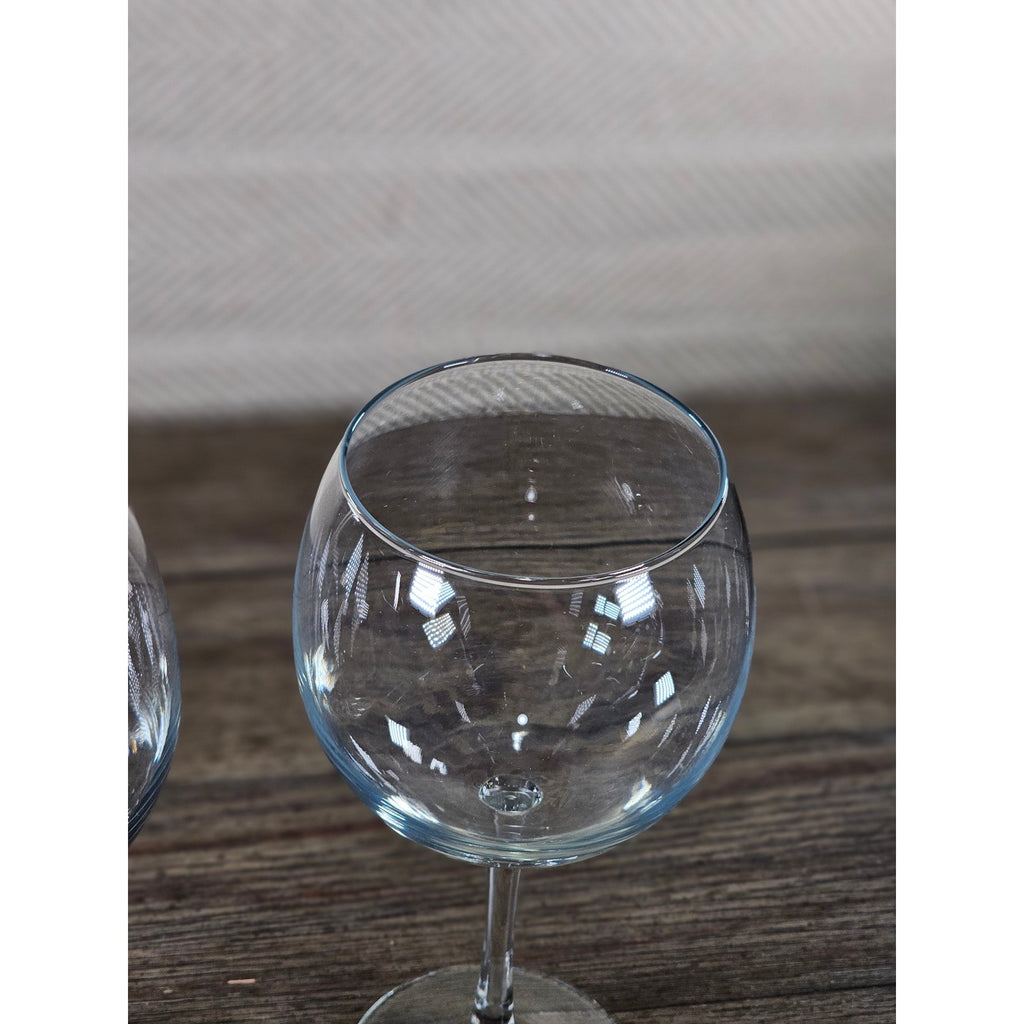 Vintage Clear Bowl Wine Glasses Set of 2 Stemware 8.5" Tall
