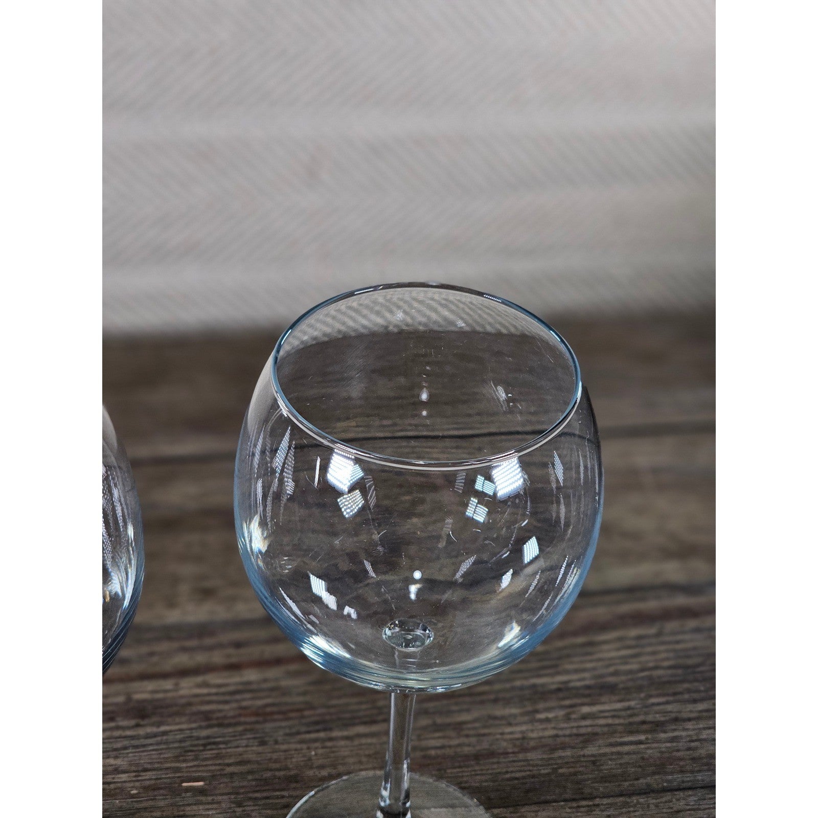 Vintage Clear Bowl Wine Glasses Set of 2 Stemware 8.5" Tall