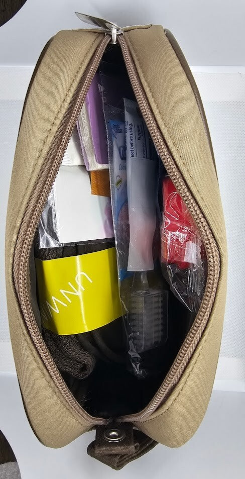 Tan Delta Airlines Amenity Bag w/ detachable handle - Toiletry bag