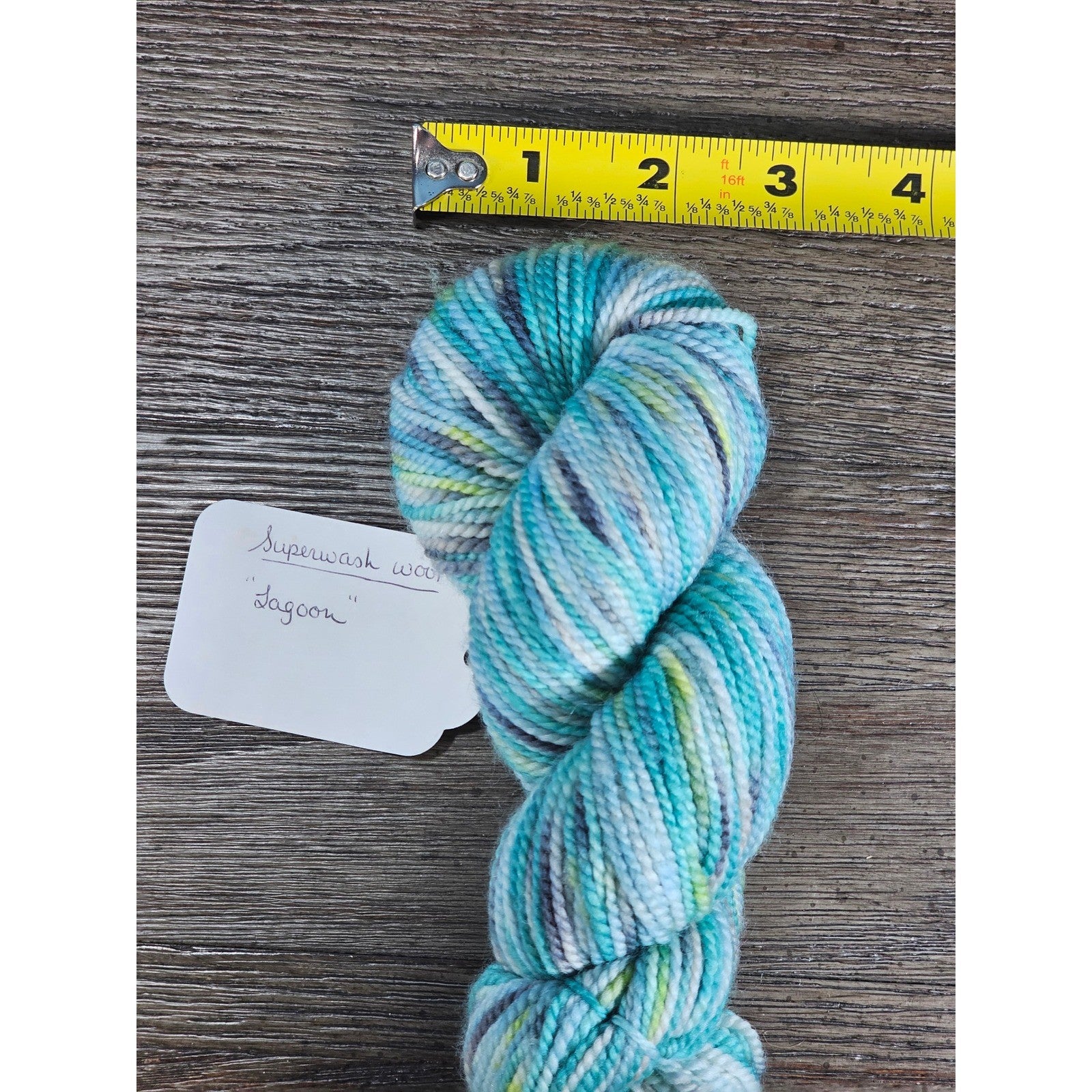 Hand Dyed Superwash Wool Yarn Lagoon Fingering Weight 130 Yards