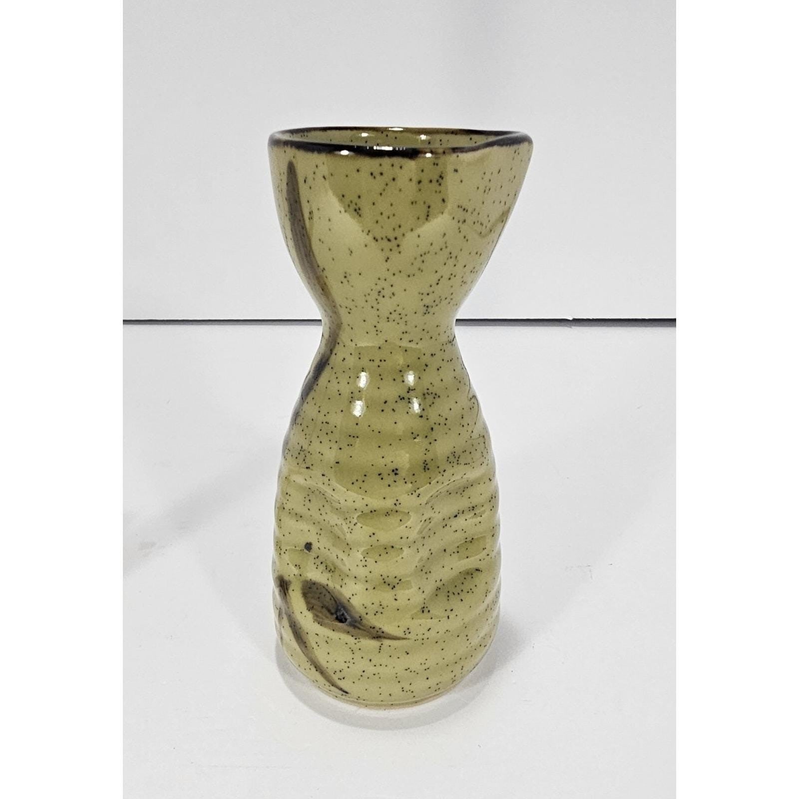 Vintage Stoneware Sake Pitcher Bamboo Motif Handcrafted Ceramic Server