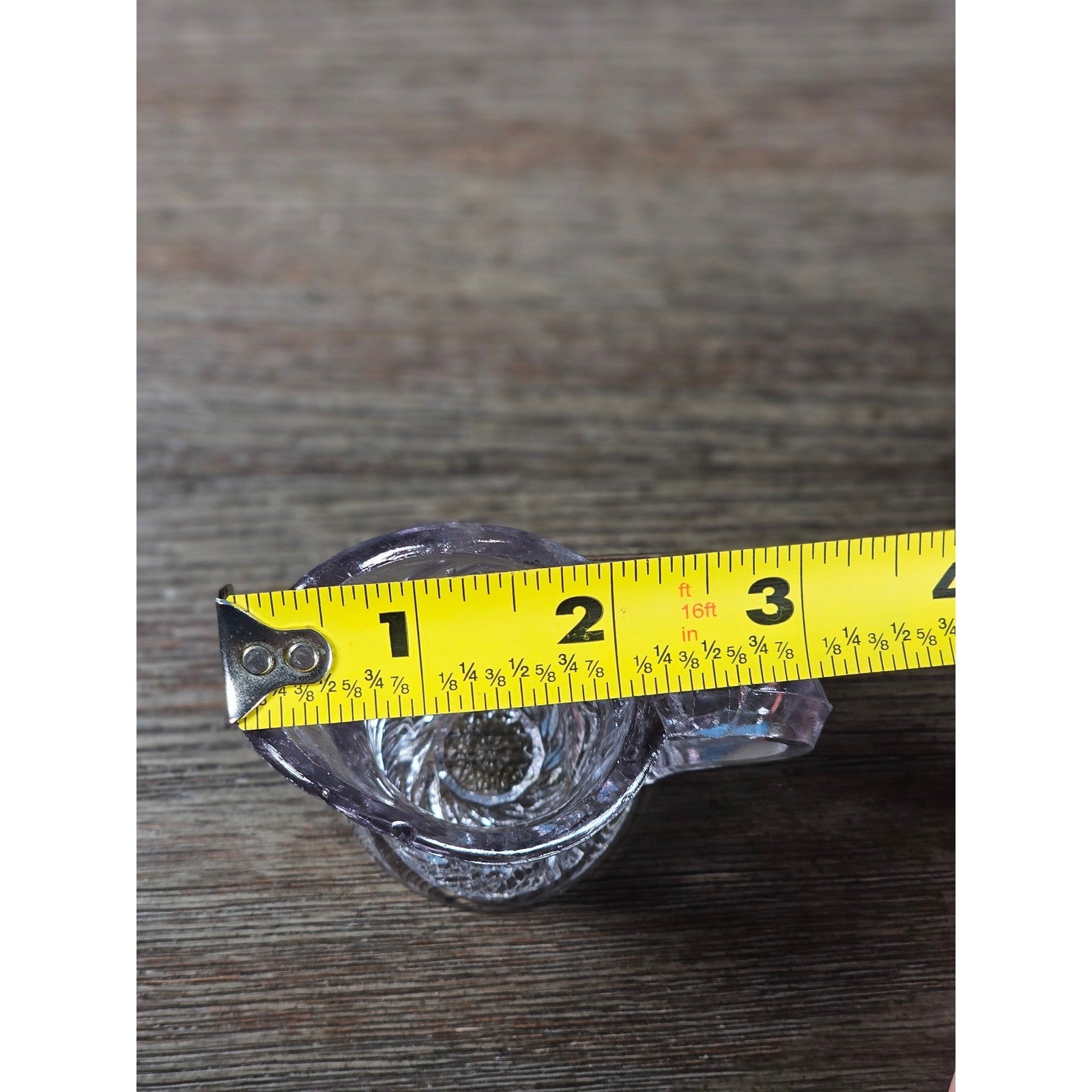 Vintage Cut Glass Mini Creamer Pitcher Starburst Swirl Chipped Rim 2.3in