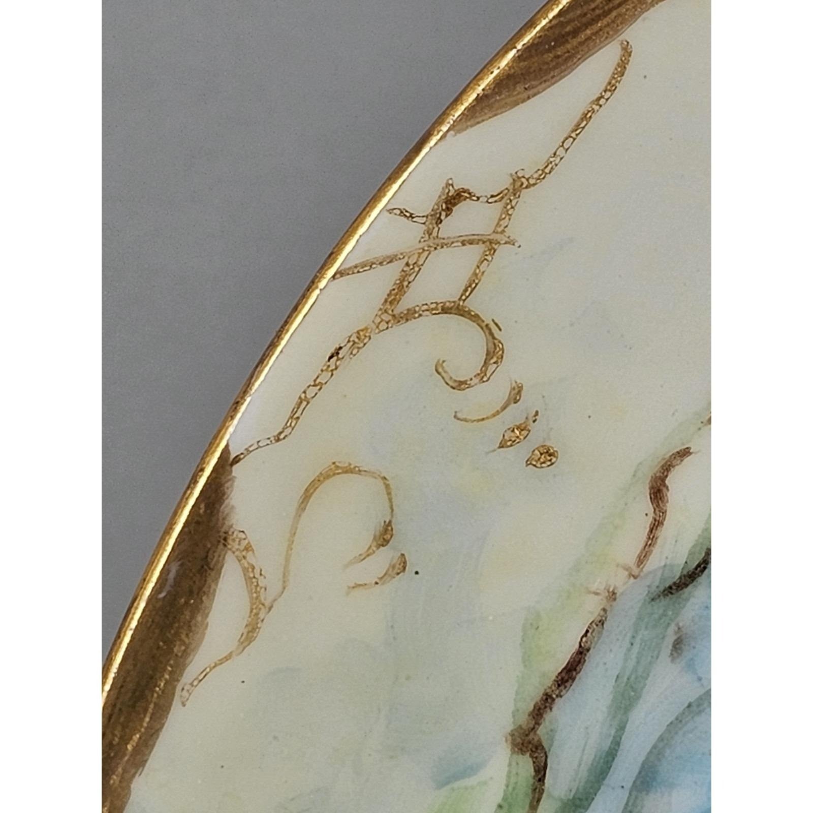 Vintage H & Co Bavaria Dogwood Plate Hand Painted Porcelain Gold Trim