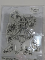 Katy Sue Designs Fabulous Festive Fashion 7-Piece Clear Stamp Set Naughty Or Nic
