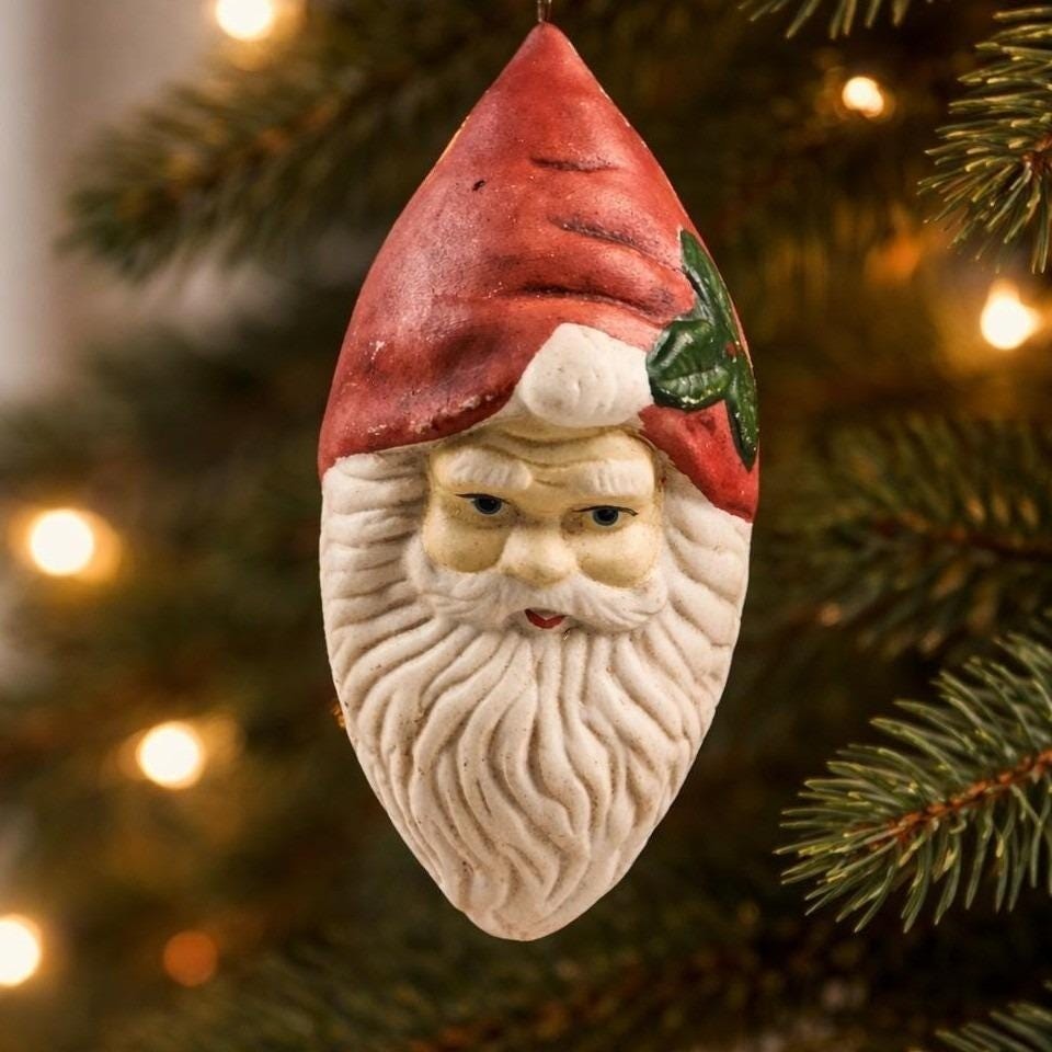 Vintage Santa Claus Head Decoration Retro Christmas Decor