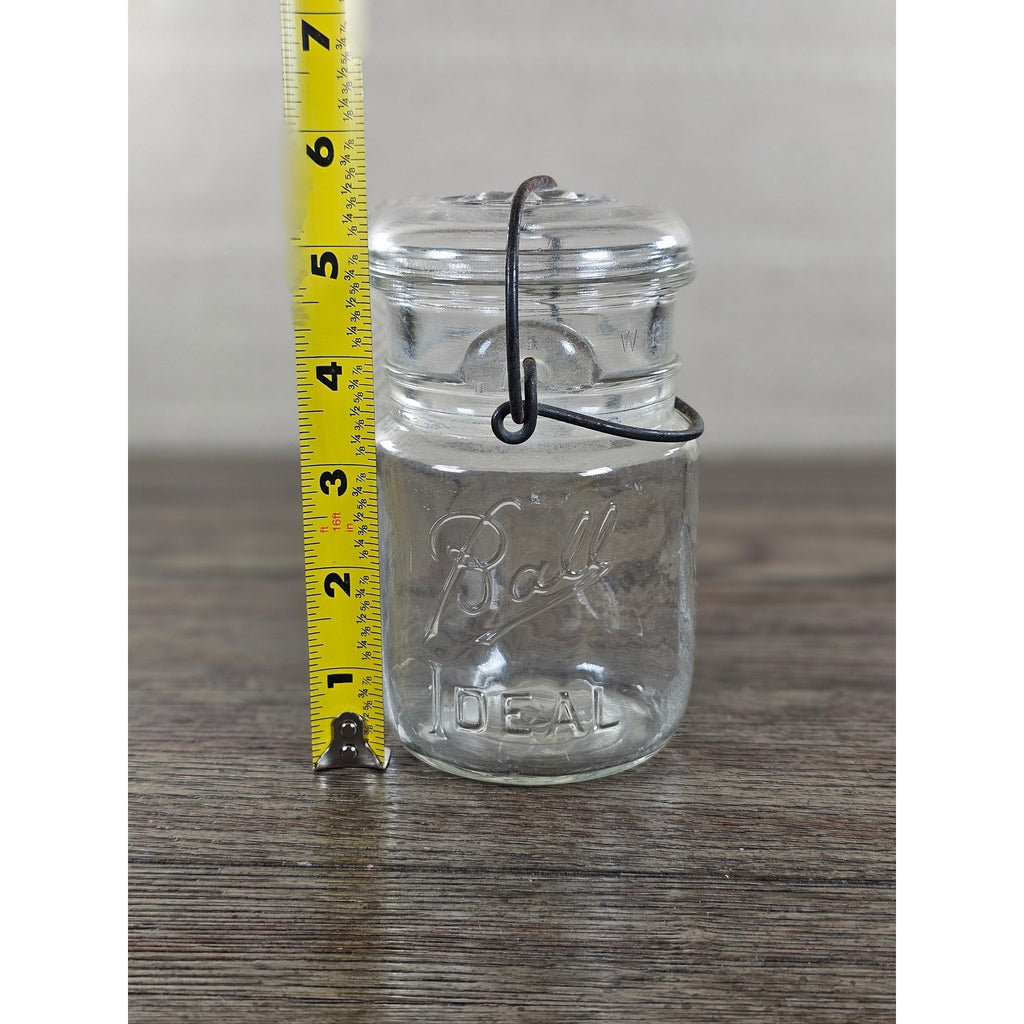 Vintage Ball Ideal Mason Jar 1 Pint Wire Bail Lid 5x3 Glass Jar
