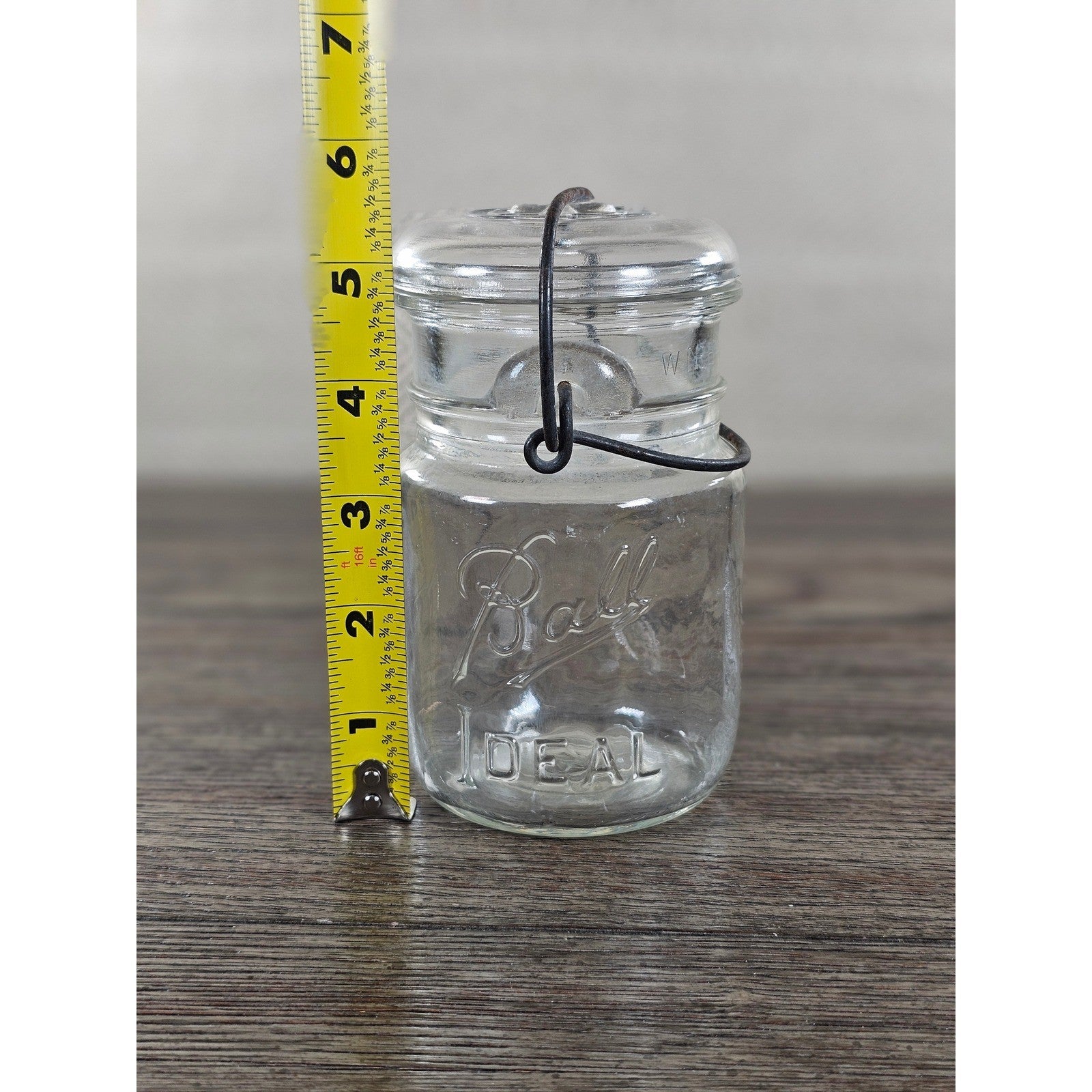 Vintage Ball Ideal Mason Jar 1 Pint Wire Bail Lid 5x3 Glass Jar