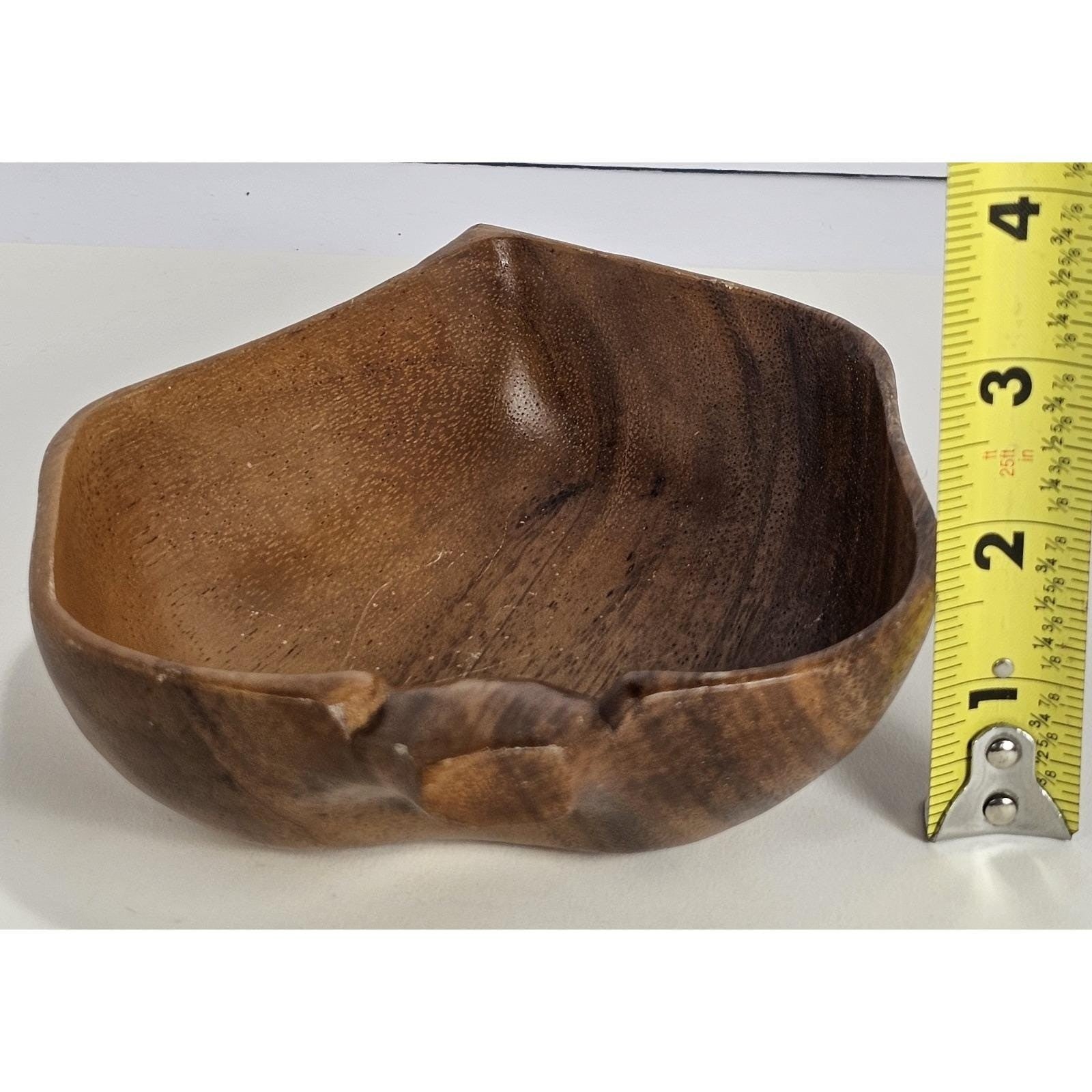 Monkey Pod Wood Leaf Bowls Set of 2 Handcrafted Handles