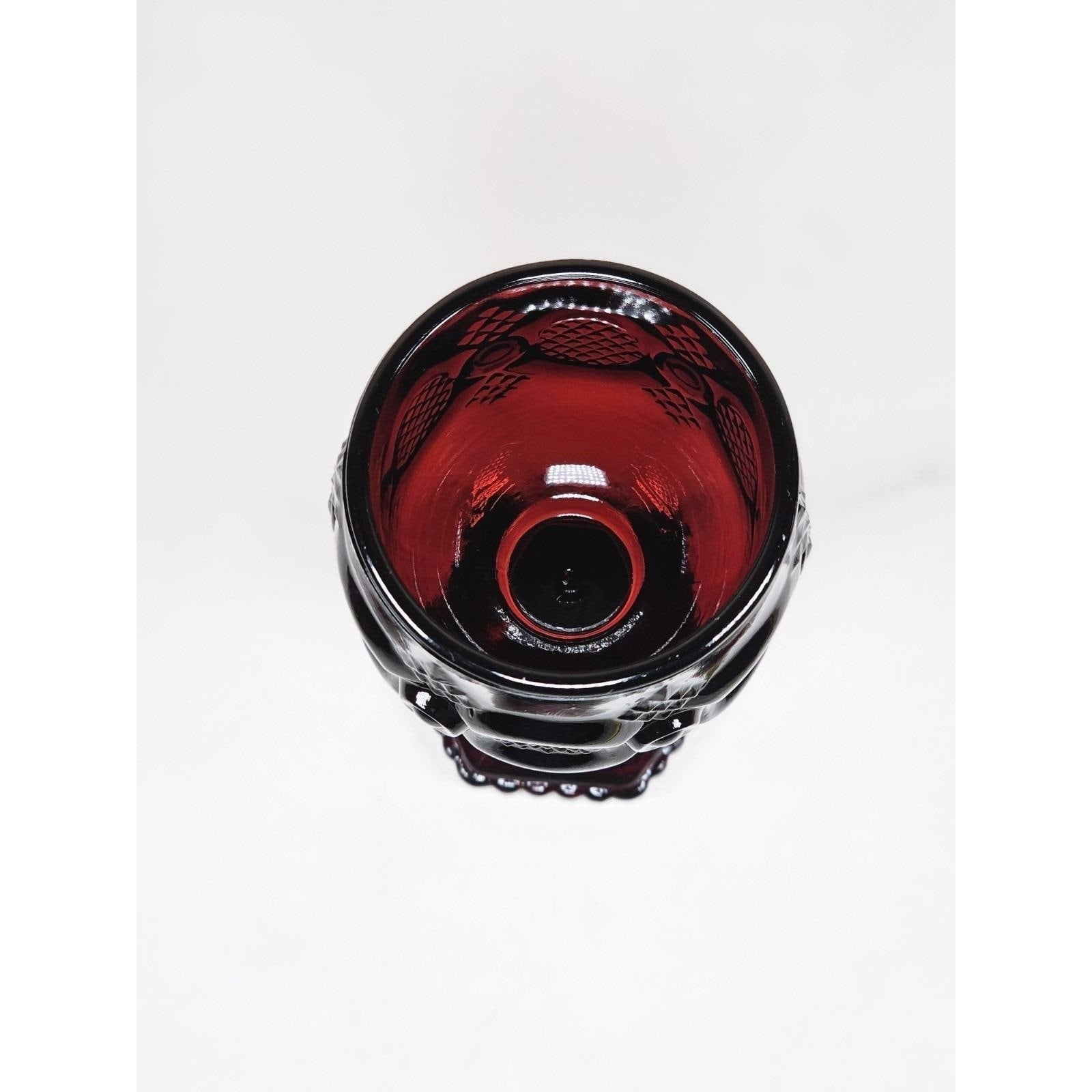 Vintage Avon Cape Cod Ruby Red Wine Goblet Victorian Pressed Glass