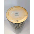 Vintage Black White Diamond Glass Vase Tall 15.6" Geometric Pattern