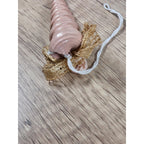 Vintage Pink Shell Christmas Ornament Gold Bow Rose 4 Inch