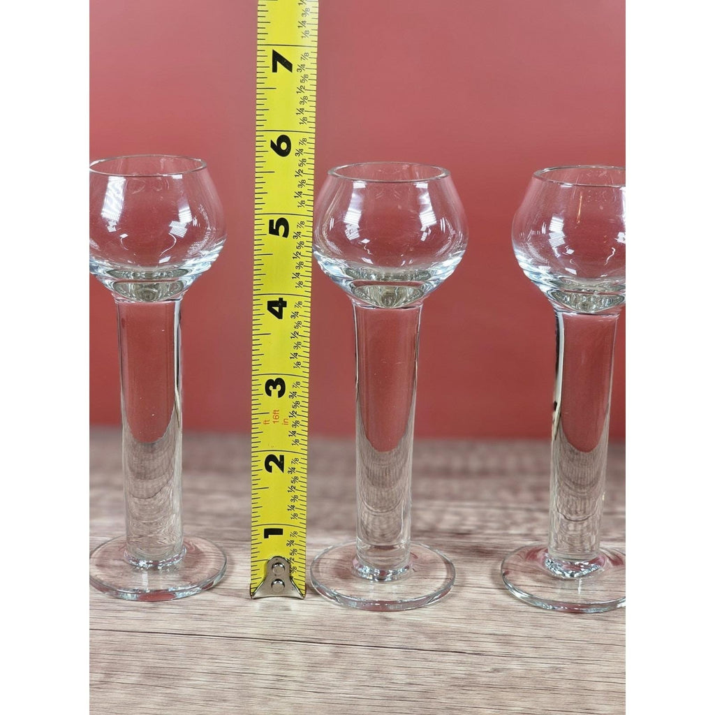 Vintage Crystal Liqueur Shot Glasses Set of 3 Pillar Stem Barware