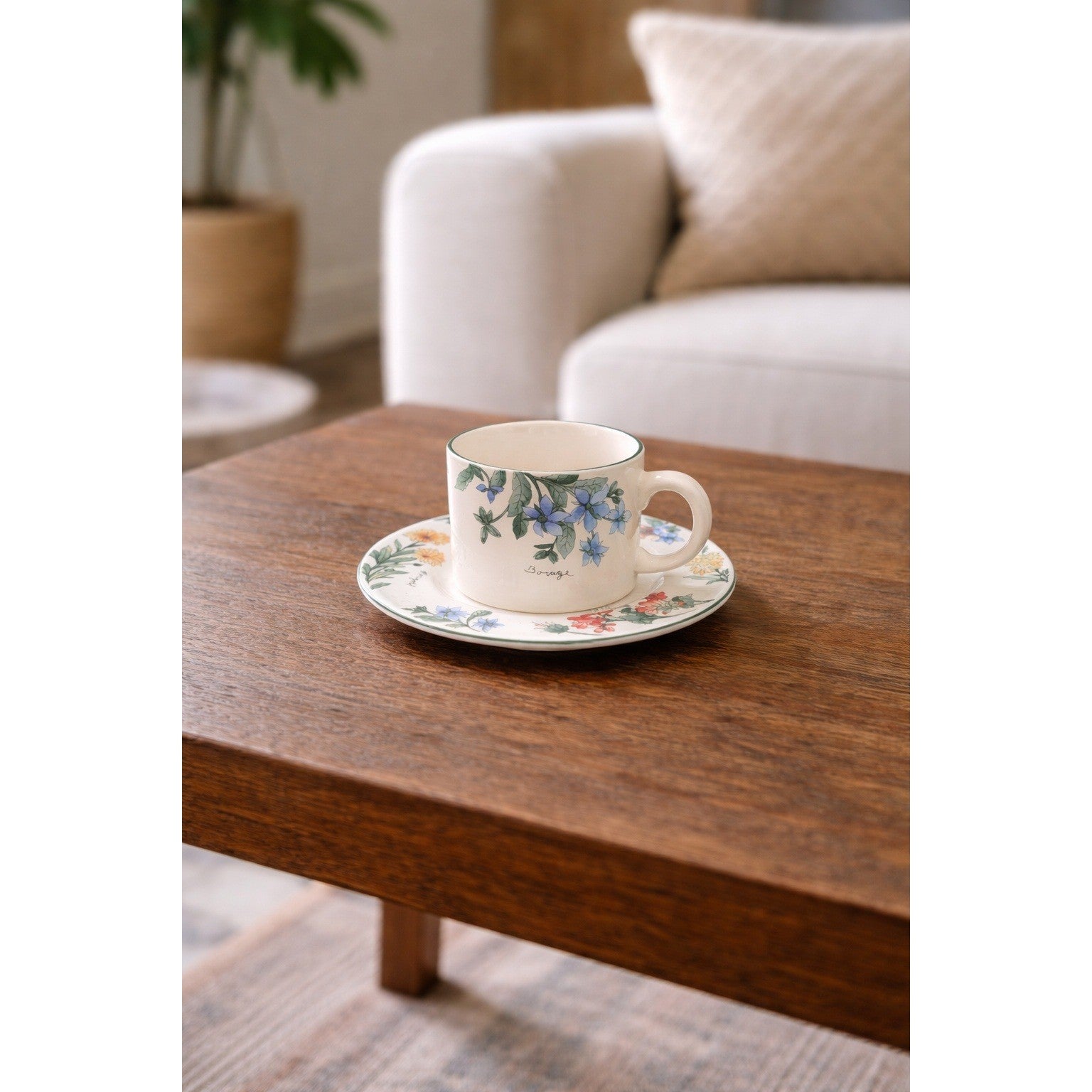 Vintage Majesticware Geranium Cup & Saucer Set by Sakura Floral Stoneware