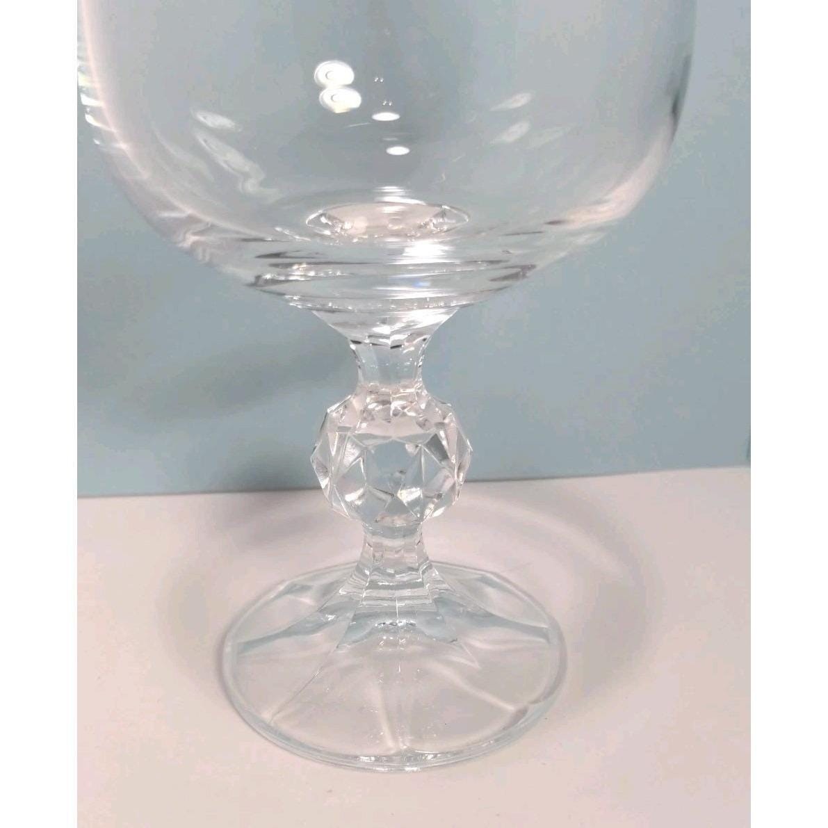 Vintage Claudia Bohemia Crystal Goblet Knob Stem 6.5" Tall
