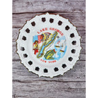 Vintage Lake George New York Souvenir Plate Gold Trim Pierced Rim 7 Inch