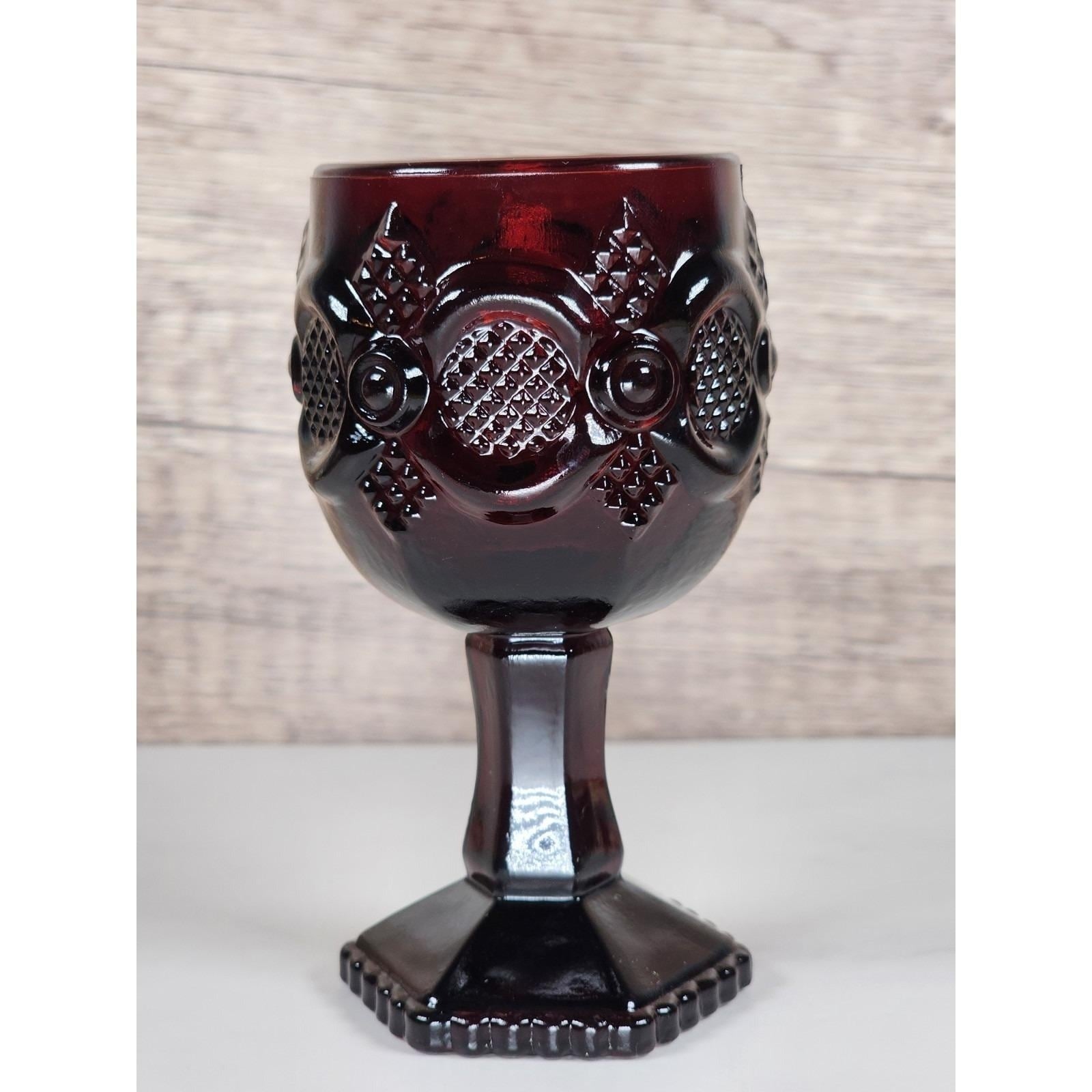 Vintage Avon Cape Cod Ruby Red Wine Goblet Victorian Pressed Glass