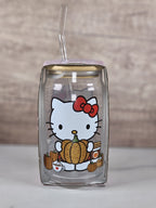 Hello Kitty Glass 16oz Tumbler with Bamboo Lid & Straw – Sanrio – NEW