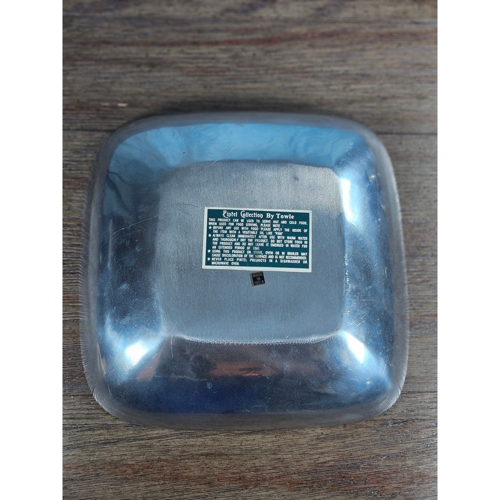 Vintage Towle Pintel Aluminum Serving Dish Square 9.5 Inch Made in India