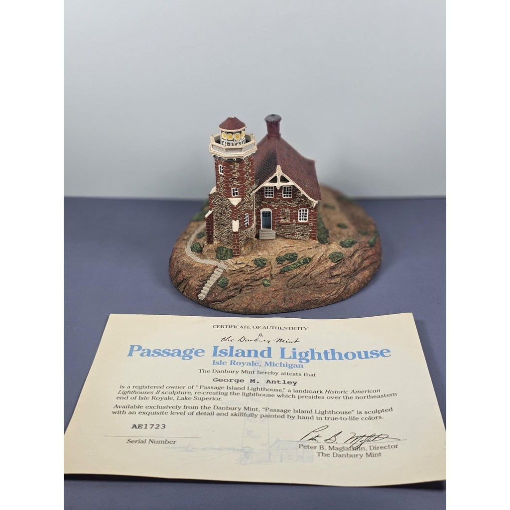 Danbury Mint Passage Island Lighthouse COA 1994 Series II