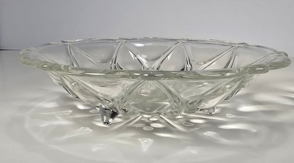 Set of 2 Anchor Hocking Footed Teardrop  Dot #920 Bowl 1960s