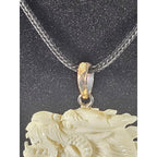 Vintage Carved Dragon Pendant Necklace With Pink Stone
